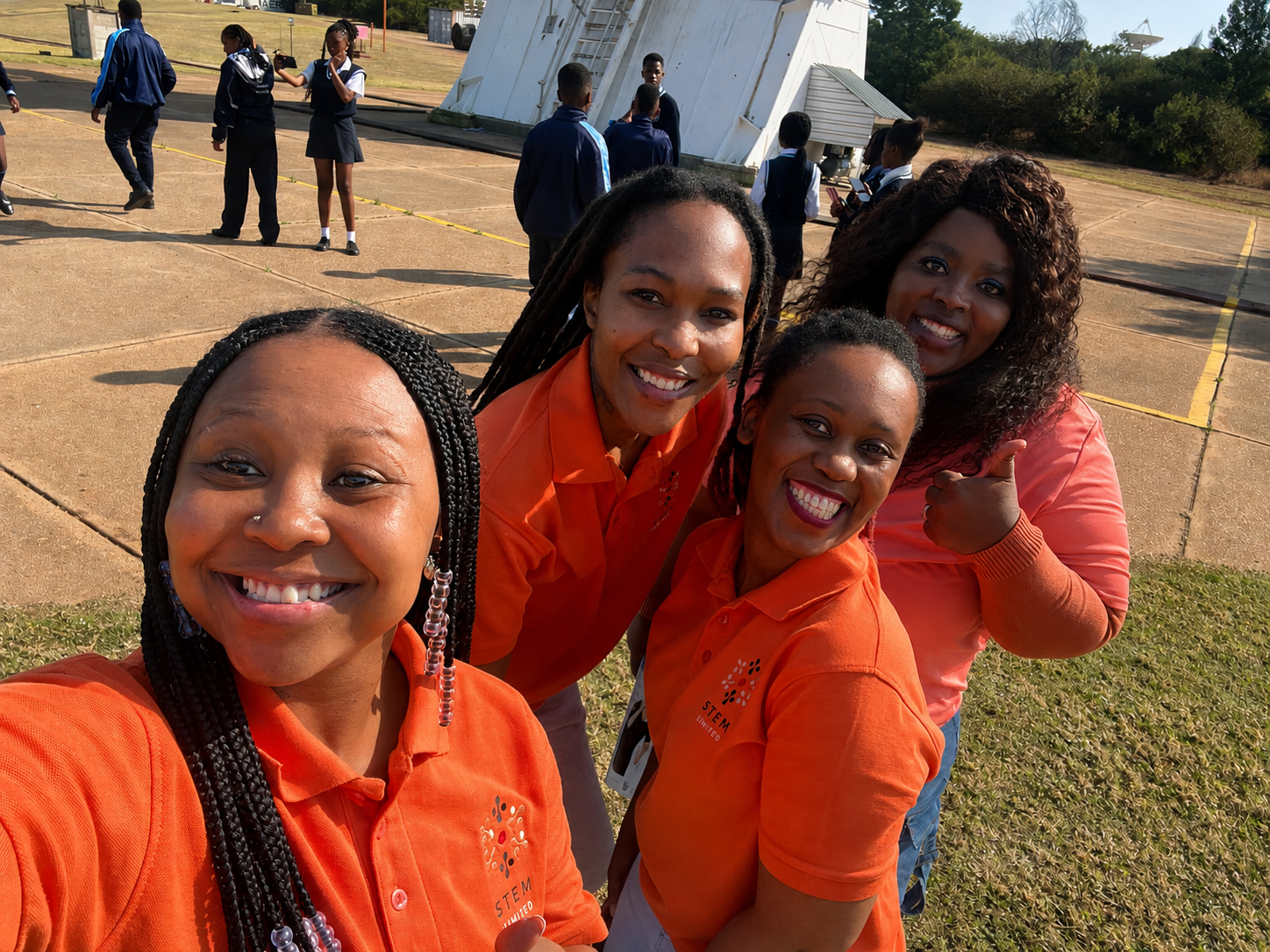 STEM Ignited team members smiling together during the 2026 SANSA Careers in Space programme.